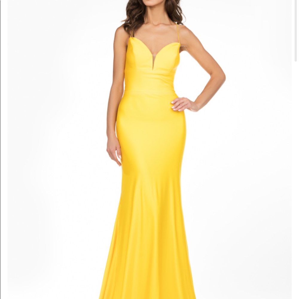 TERANI COUTURE yellow prom dress